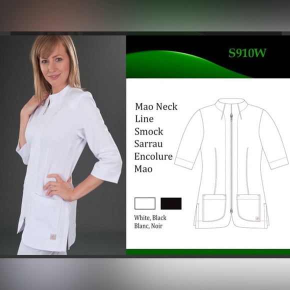 Cira Nurse Uniform /Scrubs Mao Neck Cut - Black - Picture 4 of 5